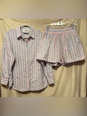 Paper Heart Classic Striped Cotton Pajama Set 100% Cotton Size M